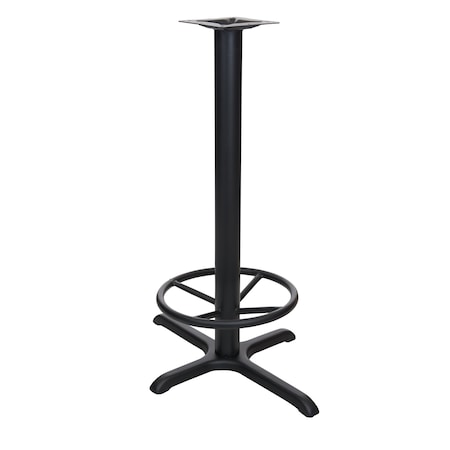 Bfm Seating Stamped Steel, 24x30 Cross Base, Bar Height with Foot-Ring, 4in Column, 10 5/8in Welded Top Plate STB-24304TFR
