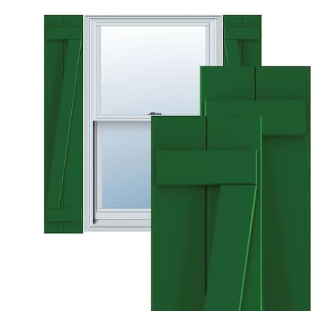 Ekena Millwork True Fit PVC Two Board Joined Board-n-Batten Shutters w/Z-Bar, Viridian Green , 10 3/4W x 72H, PR TFP102BBF11X072HG