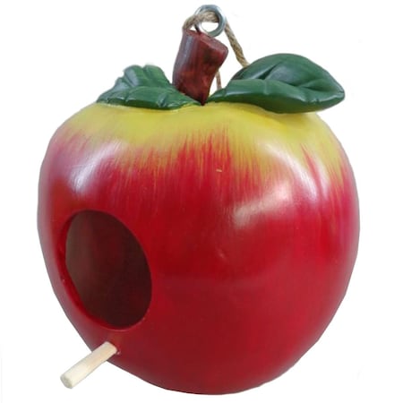 Santas Workshop 6.9 in. Resin Red Apple Bird House 38614