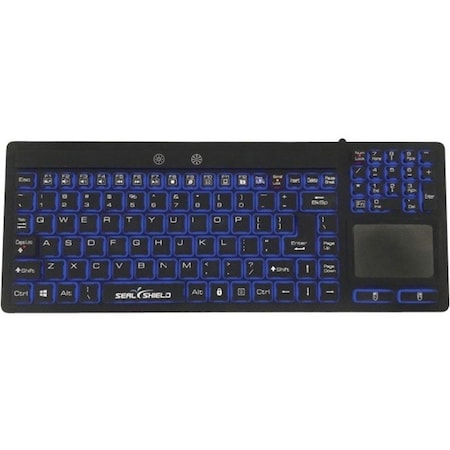 Sealshield SEAL TOUCH GLOW SILICONE WIRED BACKLIT KEYBOARD WITH TOUCH PAD DISHWASHER SAFE S108PG