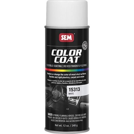 Sem Color Coat Flexible Coating, 16 oz Aerosol Can, White, 24 hr Curing, Aerosol 15313