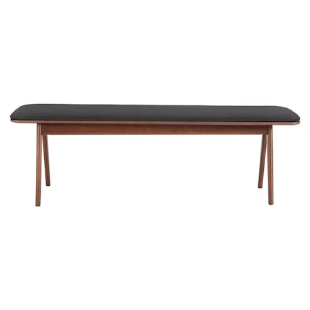 Homeroots 60in Black and Brown Fabric and Wood Upholstered Bench 668851