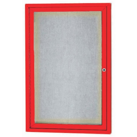 Aarco Outdoor Illuminated Enclosed Bulletin Board w/ Al Frame, Powder Coated Red, 36''Hx24''W ODCC3624RIR