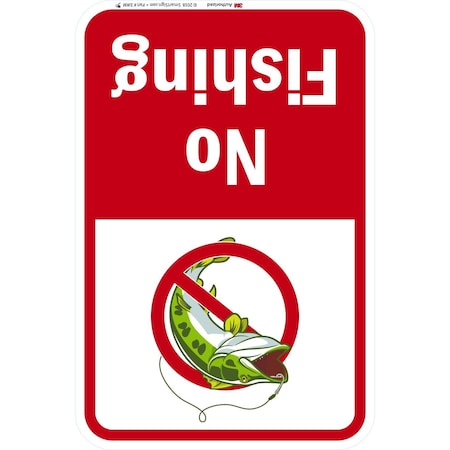 Lyle No Fishing (with graphic), 12x18, Engineer Grade, White G-3181-EG_12x18