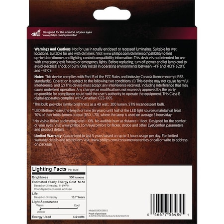 Signify Vintage 40W Equivalent Amber ST19 Medium LED Decorative Light Bulb, 2PK 564849