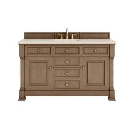 James Martin Vanities Brookfield 60 in. Single Vanity, Pecan w/ 3 CM Eternal Marfil Silestone Top 547-V60S-PCN-3EMR