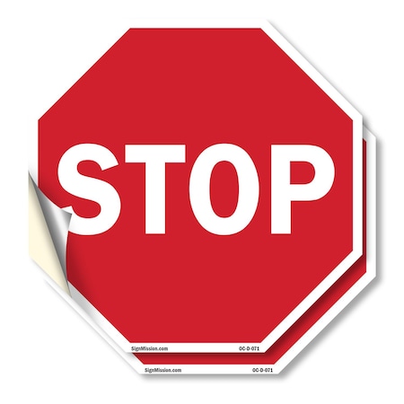 Signmission Stop, 10 inch X 10 inch, Vinyl Decal, 2PK OC-D-2PACK-10-71