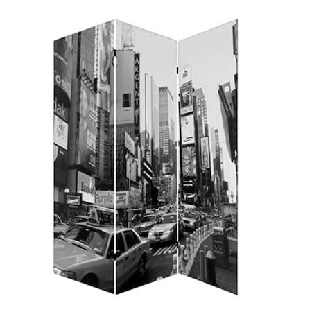 Homeroots 72" Gray Canvas Folding Three Panel Screen Room Divider 274622
