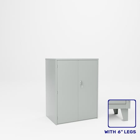 Pucel Heavy Duty Storage Cabinet with 6 in Legs, 36 in W x 54 in H x 24 in D, Gray HDSC-3648-24-2L