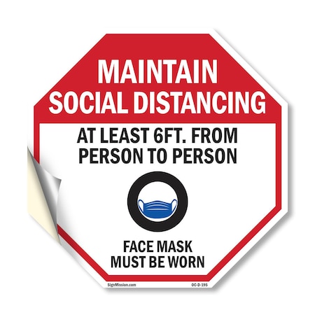 Signmission Maintain Social Distancing At Least, 10 Inch X 10 Inch, Vinyl Decal OC-D-10-195