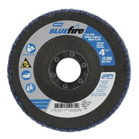 Norton Abrasives Fiberglass Flap Disc, 4-1/2"x7/8", Type 29 66261119269