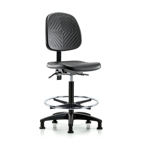 Blue Ridge Ergonomics Bench Chair, Hi, Poly, Med, Bk, CF Glides, No Arms, 24-1/2" to 33-1/2" Height, Blue, Black BR-PHBCH-MB-RG-T0-A0-CF-RG