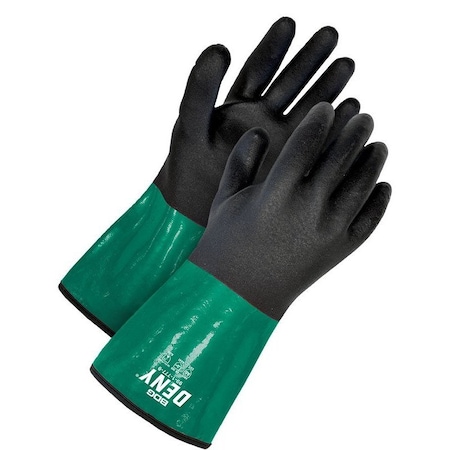 Bdg Chemical Resistant Gloves, PVC, 12 in L, Black/Green, 9, 1 PR 99-1-777-9