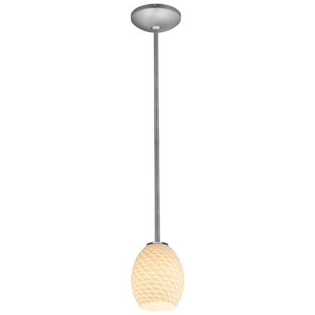 Access Lighting Brandy FireBird, LED Pendant, Brushed Steel Finish, White Firebird Glass 28023-3R-BS/WHTFB