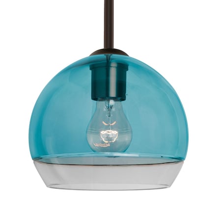 Besa Lighting Besa Ally 8 Stem Pendant, Coral Blue/Clear, Bronze Finish, 1x 60W MAX E26 Base 1TT-ALLY8BL-BR
