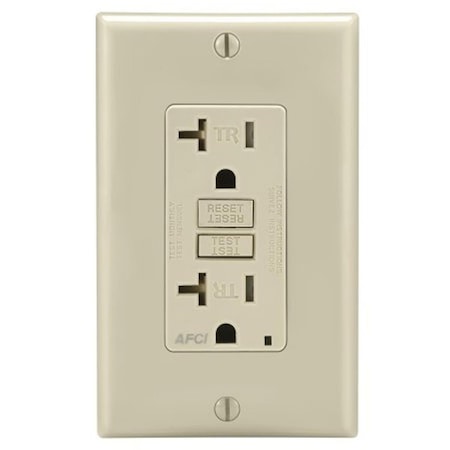 Leviton Straight Blade Receptacle, 5-20R, 20 A, 125V AC, 2 Pole, 3 Wire, Self-Grounded 016-AFTR2-00T