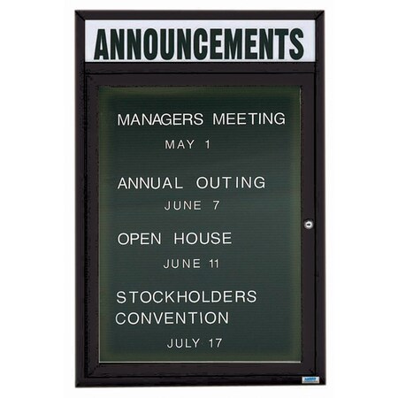Aarco Illuminated Outdoor Enclosed Directory w/ Al Frame Header, Powder Coated Black, 36''Hx24''W OADC3624HIBK