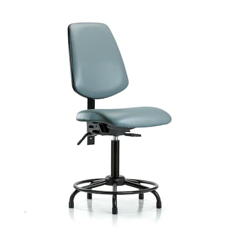 Blue Ridge Ergonomics Vinyl Chair, Med Bench, Round Tube Base, Med Back, Glides, Storm BR-VMBCH-MB-RT-T0-A0-RG-8822