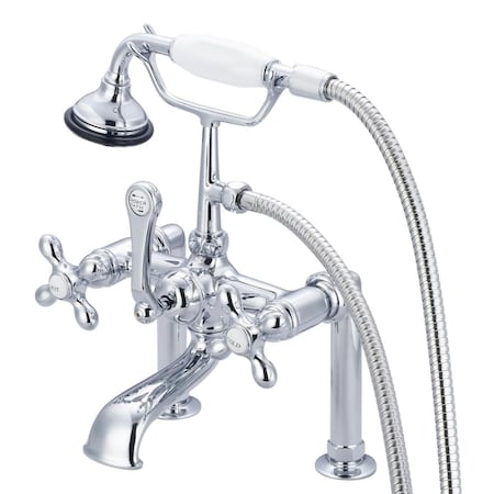 Water Creation Vintage Classic 7 in. Spread Deck Mount Tub Faucet - Chrome, Silver F6-0006-01-AX