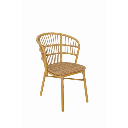 Bfm Seating Roatan, Stacking Aluminum Armchair, Synthetic Weave And Natural Bamboo Finish PH28C-NT