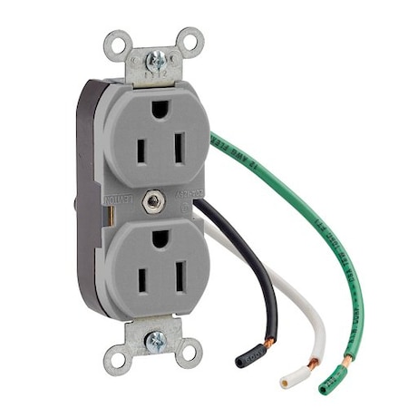 Leviton Leaded Dup 15A 125V TR Self-Gr Gry 5262-LGY