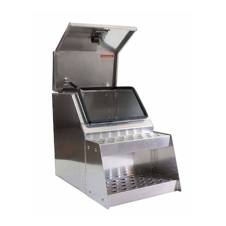 Mytee Products Truck Saddle Tool Box 24.5in X 28.4in X 18in - Open Wide Aluminum Step Box Design STB-18I-OW