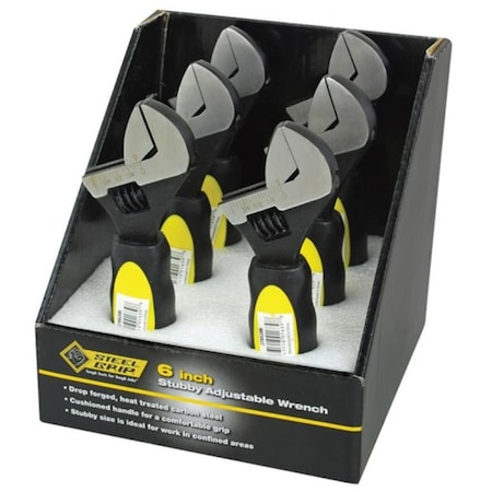 Steel Grip 6 in. Stubby Adjustable Wrench in Counter Top Display Steelgrip, 6PK 2265395