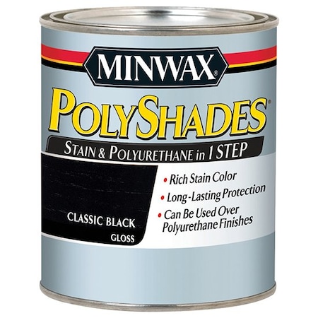 Minwax 1 Qt 61495 Classic Black PolyShades Wood Stain And Polyurethane Gloss 61395