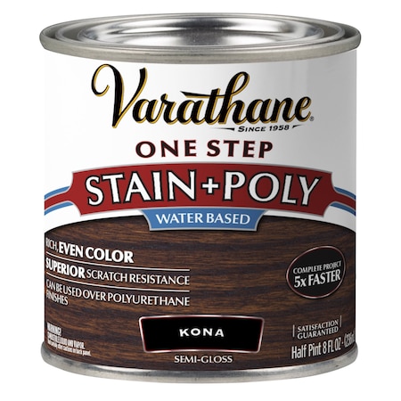 Varathane One Step Water-Based Wood Stain and Polyurethane, Ebony, 1/2 Pint 384358