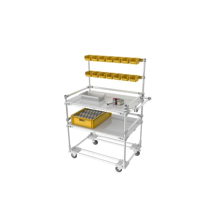 Trilogiq Mobile Workstation With 2 Levels Of Small Rails Bins And One Level Of Storage. 21863-05