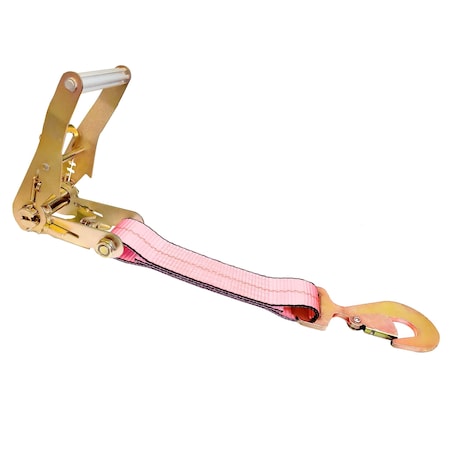 Tie 4 Safe 2'' x 12'' Fixed End w/ Ratchet and Flat Snap Hook. WLL: 3,333 LBS Pink RT04CK-501S-MH02-PK-C-1