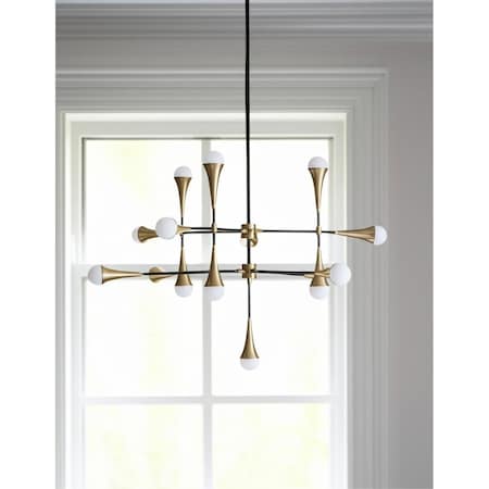 Homeroots Gold And Black Sputnik Multi Light Metal and Glass Dimmable Chandelier 611352