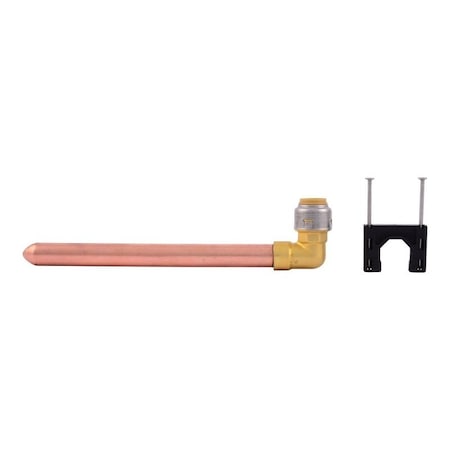 Sharkbite Max Stub-Out Elbow with 6 in L Copper Tube, 1/2 in Push-to-Connect, DZR Brass, 250 psi Pressure UR351A