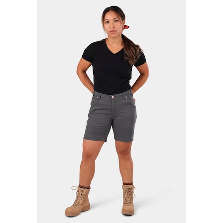 Dovetail Workwear Women's Shorts, 10, Cement Grey, Stretch Canvas DWS25C4C-021-10