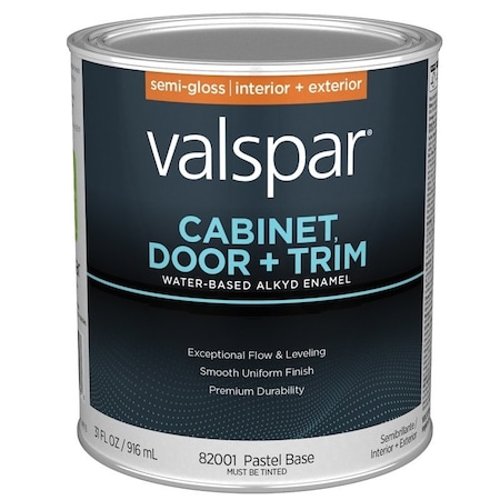 Valspar 8200 Cabinet, Door and Trim Paint Enamel, Water Base, Semi-Gloss Sheen, Pastel Base, 1 qt 028.0082001.005
