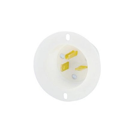 Leviton Flanged Straight Blade Inlet, 6-20P, 20 A, 250V AC, 2 Pole, 3 Wire, Grounded 5478-C