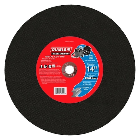 Diablo Steel Demon High-Speed Cut-Off Disc, 14 in Dia, 1/8 in Thick, 1 in Arbor DBDS14125A01F