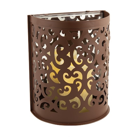 Homeroots 9" Brown Floral Iron Wall Sconce Candle Holder With Candle 483930