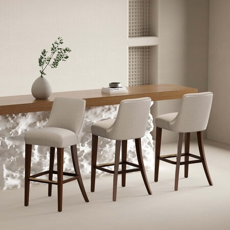 Manhattan Comfort Beever Barstool in Taupe - Set of 3 3-BS027-TP