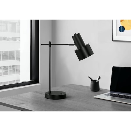 Monarch Specialties Lighting, 21 in.H, Table Lamp, Usb Port, Black Metal, Black Shade, Modern I 9647