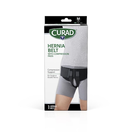 Medline CURAD Hernia Belt with Removable Compression Pads, Hook-and-Loop Closure, Elastic, Black, Size M CURORT224MHH