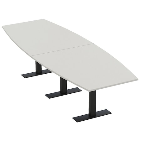 Skutchi Designs 12ft Conference Table With Power Unit | 12 Person Modular Boat Meeting Table | Harmony Series HAR-BOT-48X144-T.BK-U779-NA