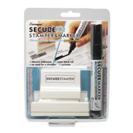 Shachihata Security Stamp Kit- Large- with Marker- 1 in. x 2.81 in.- Black XST35303