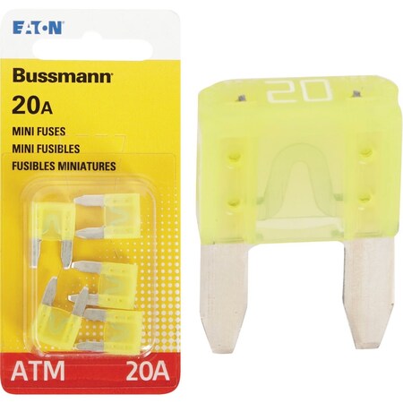 Eaton Bussmann 20A 32V ATM Blade Mini Automotive Fuse, 5PK BP/ATM-20-RP