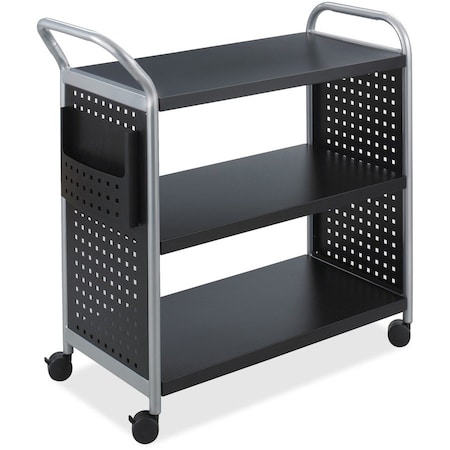 Safco Scoot 3 Shelf Utility Cart, 300lbs Load Capacity, 3 Shelves, Dual, built-in Handle 5339BL