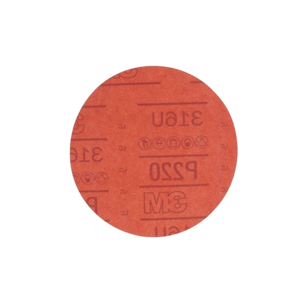 3M 3M Red Abrasive Disc, 01221, 6 in, P220, 50 discs per carton, 6PK 316U
