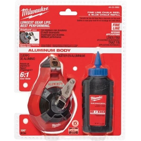 Milwaukee Tool Chalk Line Reel, Braided, 100 ft L 48-22-3992