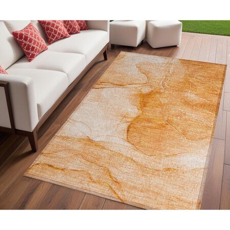 Homeroots 5' X 8' Orange Abstract Washable Indoor Outdoor Area Rug 559752