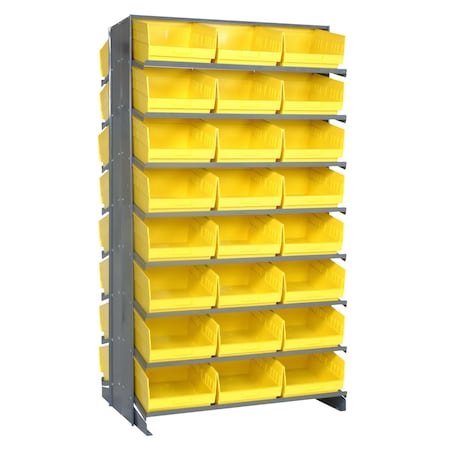 Quantum Storage Systems DOUBLE SIDED PICK RACK W/48 YELLOW BINS QPRD-210YL