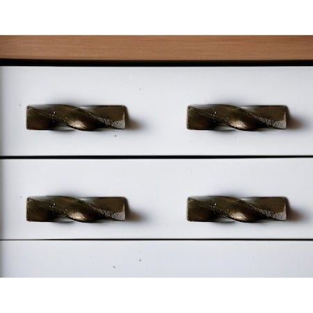 Homeroots Set of Six Bronze Rectangle Knob Geometric Cast Aluminum Drawer Pull Knobs, 6PK 635780
